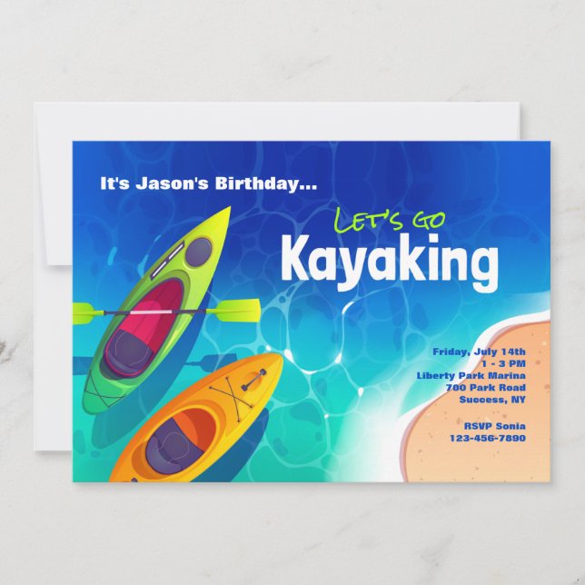 Invitación Fiesta en Kayak (Anverso)