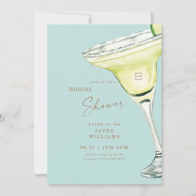 Invitación Fiesta en la casa Margarita Turquoise Shower Inv (Anverso)