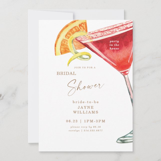 Invitación Fiesta en la ducha marimal de cócteles (Anverso)