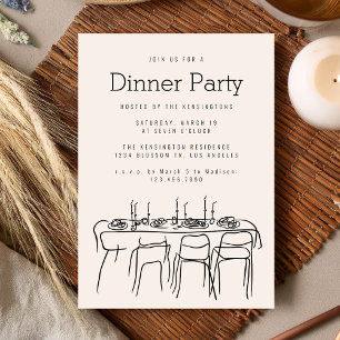 Invitación Fiesta en la mesa de comedor Dibujo lineal simple