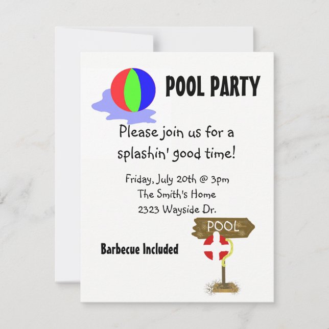 Invitación Fiesta en la Piscina (Anverso)