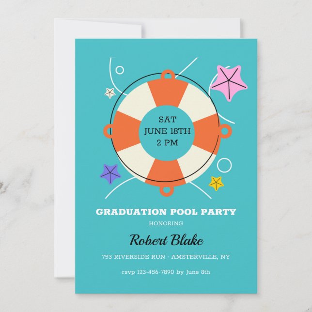 Invitación Fiesta en la piscina (Anverso)