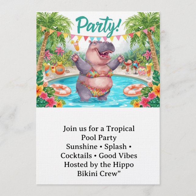 Invitación Fiesta en la piscina (Anverso)