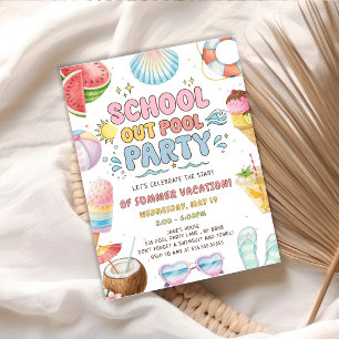 Invitación Fiesta en la Piscina al Terminar las Clases Comien