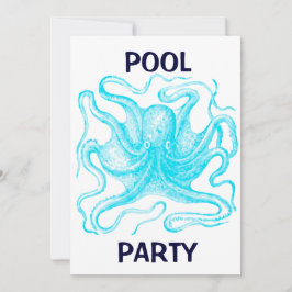Invitación Fiesta en la piscina azul del pulpo