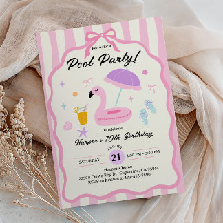 Invitación Fiesta en la Piscina Cumpleaños de Adolescente Chi