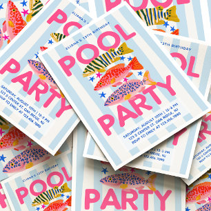 Invitación Fiesta en la Piscina Cumpleaños de Verano Elegante