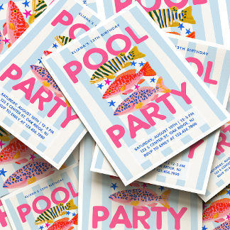 Invitación Fiesta en la Piscina Cumpleaños de Verano Elegante
