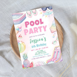 Invitación Fiesta en la Piscina - Cumpleaños de Verano para N