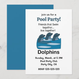 Invitación Fiesta en la piscina de amistad de mamíferos marin