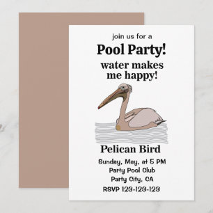 Invitación Fiesta en la Piscina de la Playa del Pájaro Pelíca