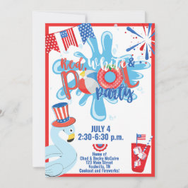 Invitación Fiesta en la Piscina de Verano 4 de Julio Día de l