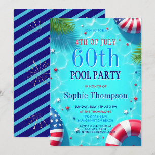 Invitación Fiesta en la Piscina del 4 de Julio Estilo America