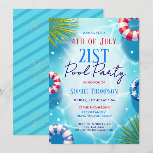 Invitación Fiesta en la Piscina del 4 de Julio para Mujer Cum