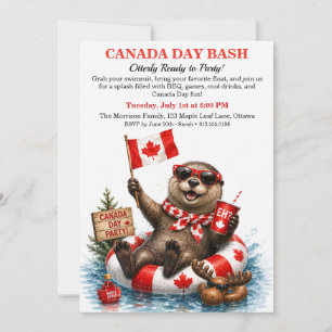 Invitación Fiesta en la piscina del Día de Canadá con nutria