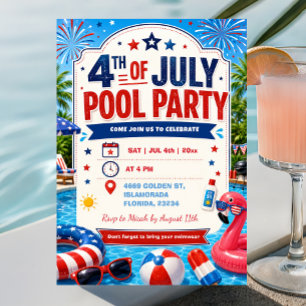 Invitación Fiesta en la piscina del Día de la Independencia d