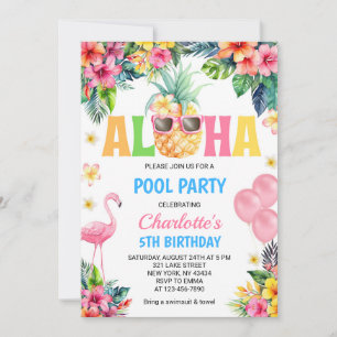 Invitación Fiesta en la Piscina del Flamenco de Piña Tropical