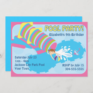 Invitación Fiesta en la piscina del tobogán acuático