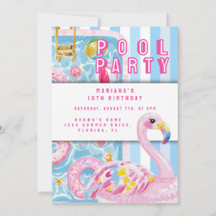 Invitación Fiesta en la Piscina Elegante Cumpleaños de Verano