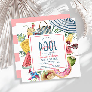 Invitación Fiesta en la Piscina Equipo de Playa Tropical Chic