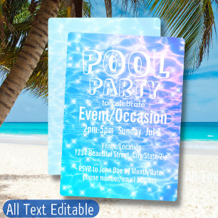 Invitación Fiesta en la piscina Fiesta de playa Fiesta de ver