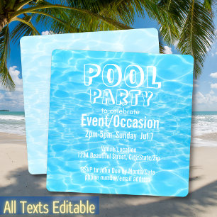 Invitación Fiesta en la Piscina Fiesta de Playa Fiesta de Ver