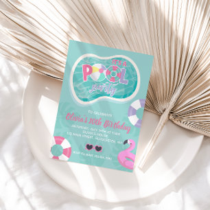 Invitación Fiesta en la piscina flotador rosa Cumpleaños de v