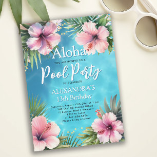Invitación Fiesta en la Piscina Moderno Cumpleaños Adolescent