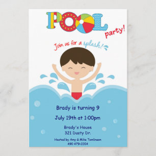 Invitación Fiesta en la piscina - muchacho