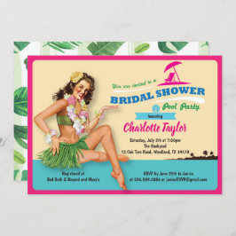 Invitación Fiesta en la piscina nupcial tropical de la
