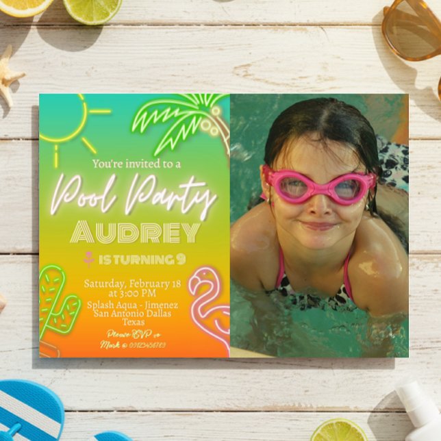 Invitación Fiesta en la Piscina - Paisaje (Pool Party - Landscape Invitation
)