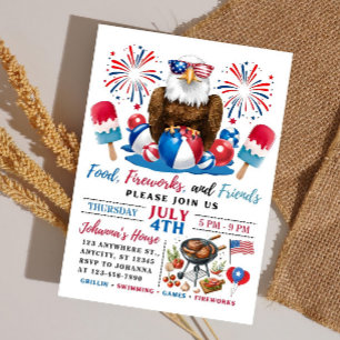 Invitación Fiesta en la Piscina para el 4 de Julio BBQ Invita