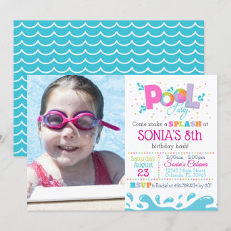 Invitación Fiesta en la piscina rosada Invitaiton - fiesta en