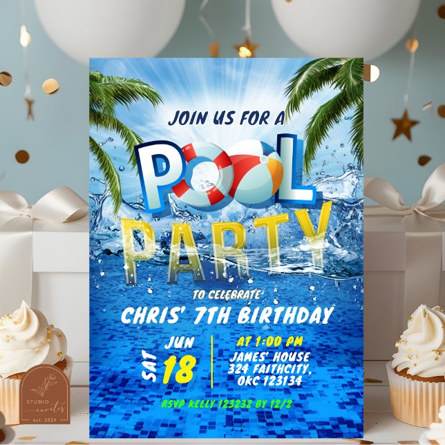 Invitación Fiesta en la Piscina Splash Verano  (Subido por el creador)