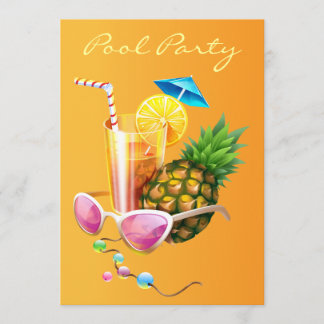 Invitación Fiesta en la piscina tropical del cóctel