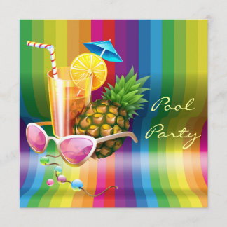 Invitación Fiesta en la piscina tropical del cóctel de la