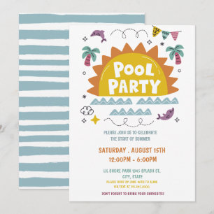 Invitación Fiesta en la Piscina, Último Día de Escuela