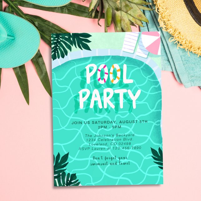 Invitación Fiesta en la Piscina Verano Moderno Tropical Diver (Subido por el creador)