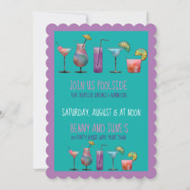 Invitación Fiesta en la Piscina y Bebidas Tropicales