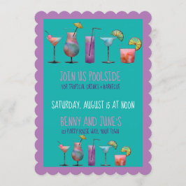 Invitación Fiesta en la Piscina y Bebidas Tropicales