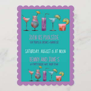 Invitación Fiesta en la Piscina y Bebidas Tropicales