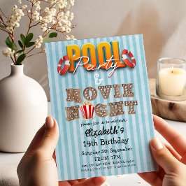 Invitación Fiesta en la Piscina y Noche de Cine