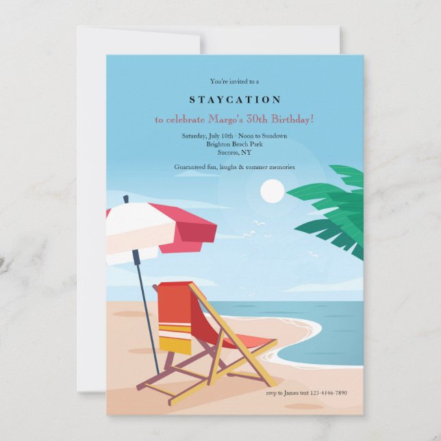 Invitación Fiesta en la Playa (Anverso)