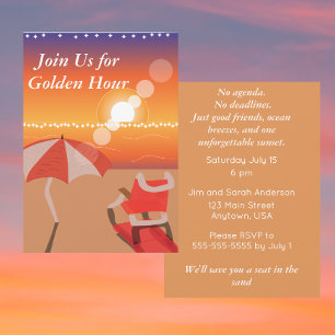 Invitación Fiesta en la Playa al Atardecer   Cualquier Ocasió