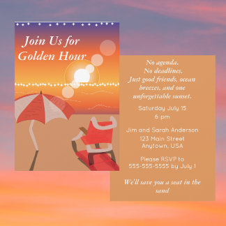 Invitación Fiesta en la Playa al Atardecer | Cualquier Ocasió