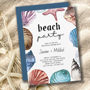 Invitación Fiesta en la Playa Cena de Ensayo Acuarela de Conc