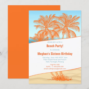 Invitación Fiesta en la Playa de Copacabana y Palmeras