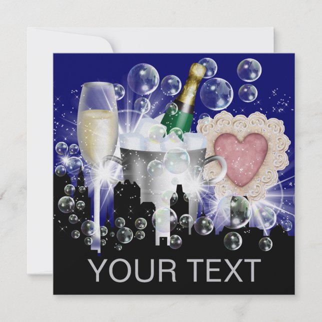 Invitación Fiesta en las luces brillantes de estilo revisado  (Anverso)