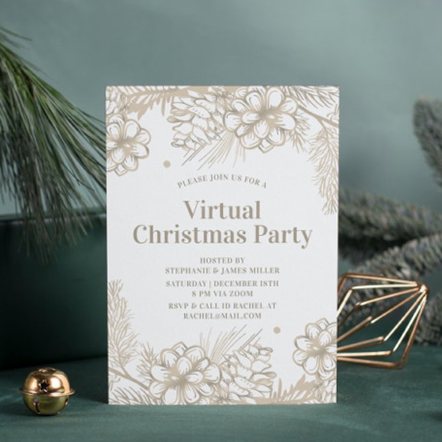 Invitación Fiesta en línea de Navidades virtuales con flores  (Subido por el creador)