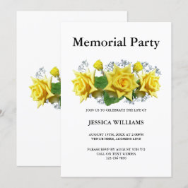 Invitación Fiesta en memoria floral de rosas amarillas
